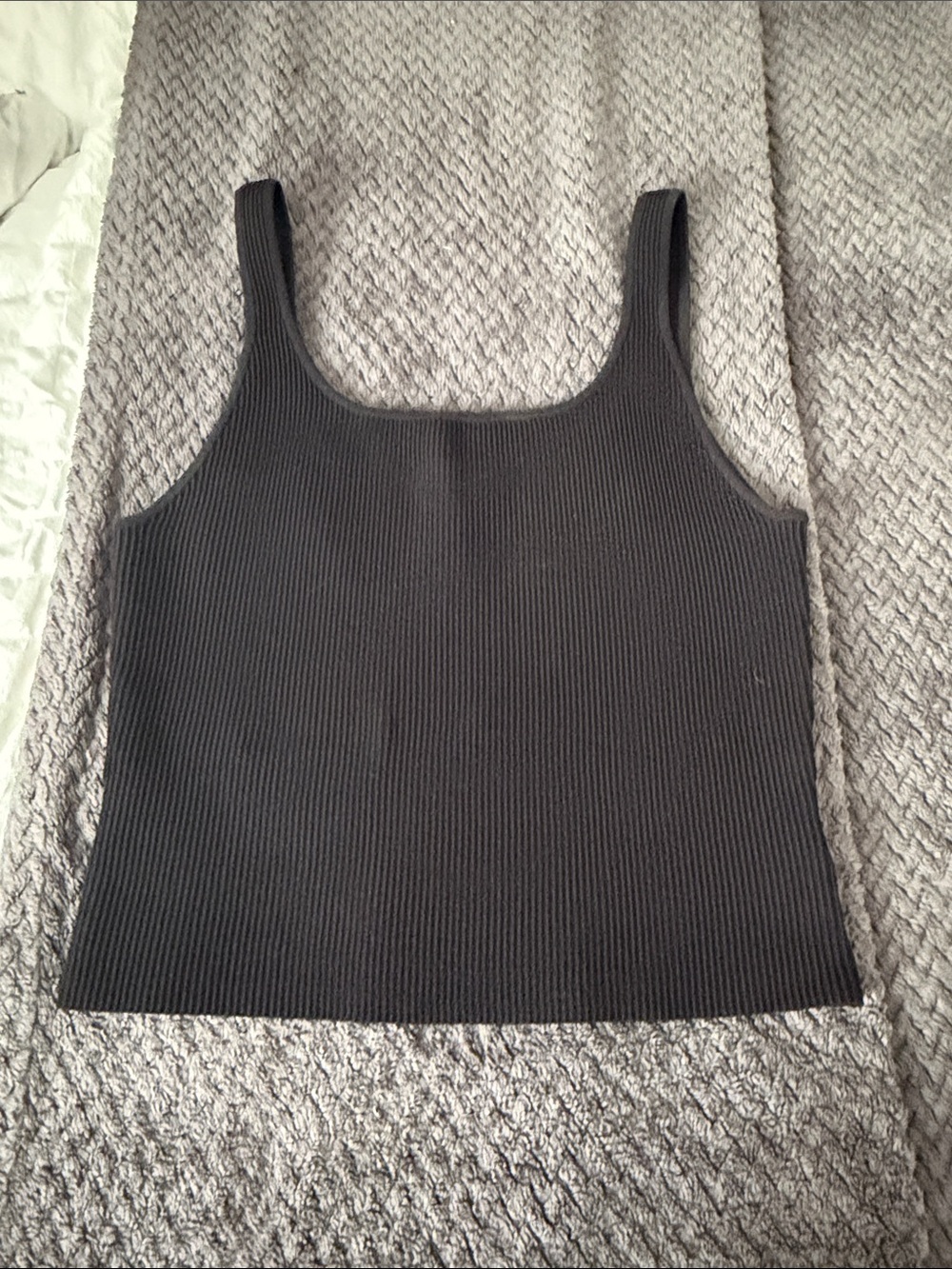 Babaton Ribbed Square-Neck Tank - Black